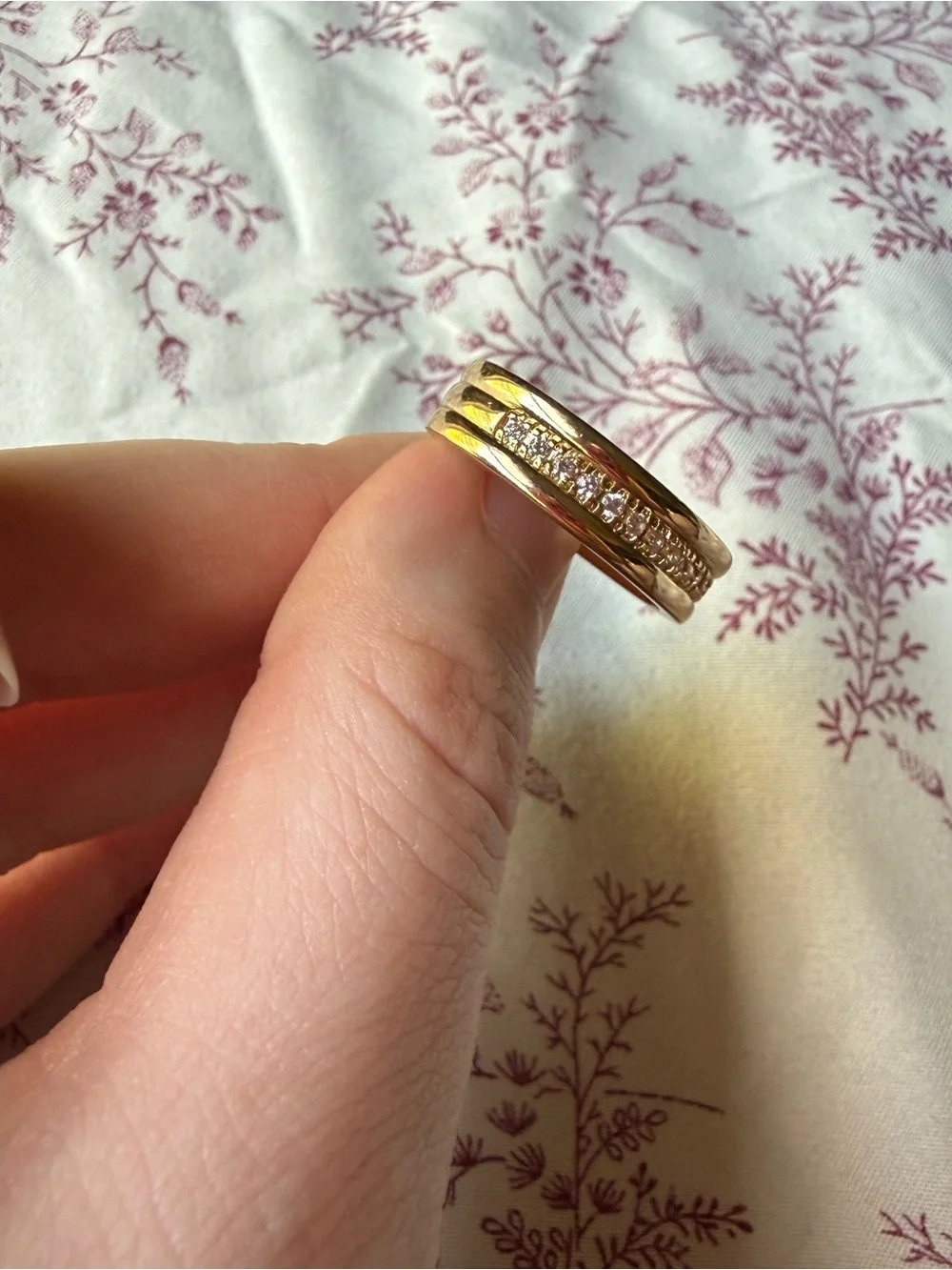 Gold Tone Stacked Crystal Band Ring - Women Jewelry
